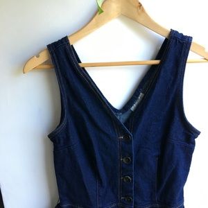 Button down denim pant suit